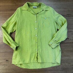 Chico's light green vintage linen long sleeve button up shirt SIZE S